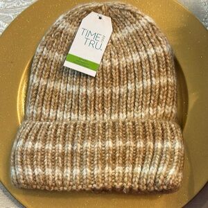 Time and Tru Camel and White Beanie Cap with Soft Lining; New with Tags!!
